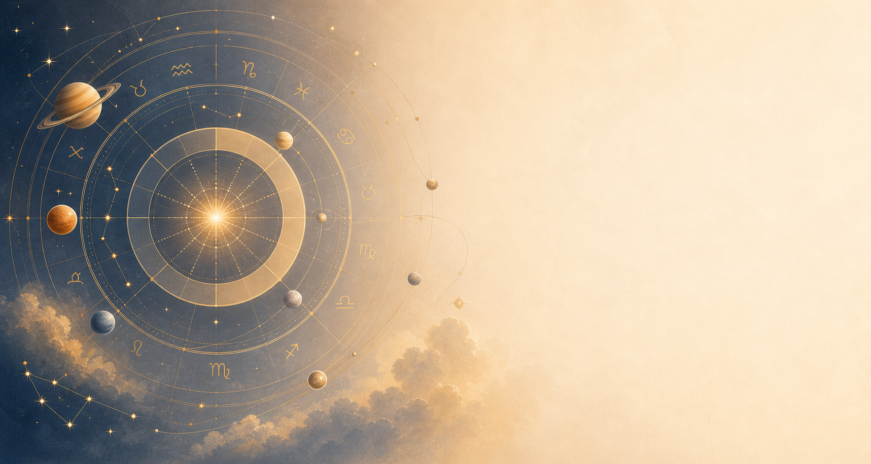 Astrology basics illustration with zodiac and celestial geometry