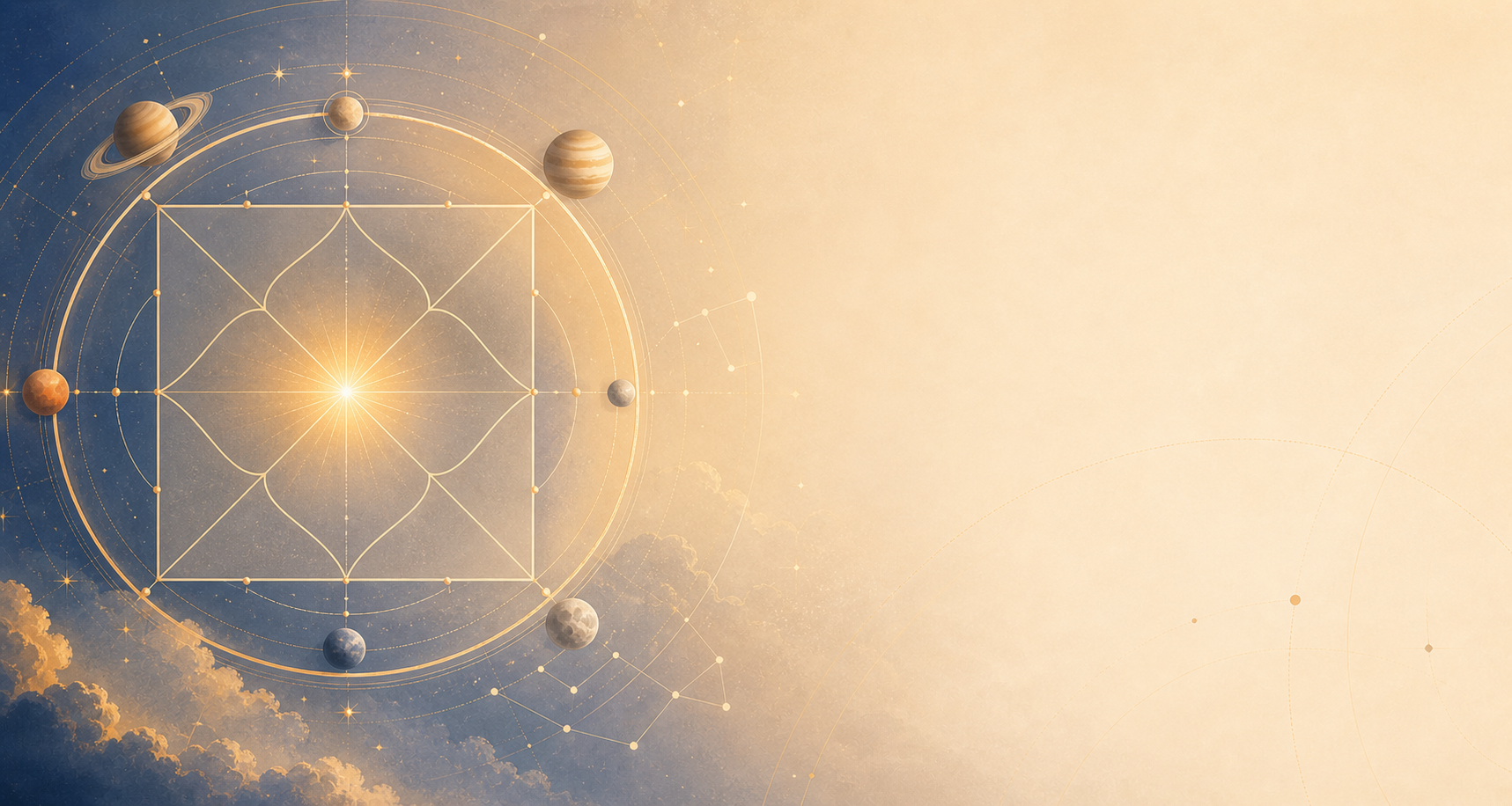 Birth chart illustration with radial astrology geometry